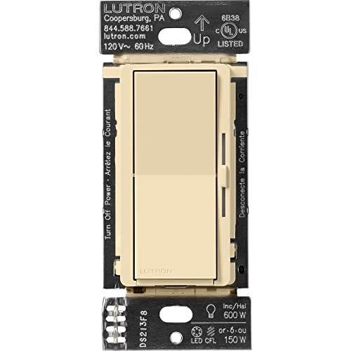 Lutron Caseta Diva Smart Dimmer Switch (Smart Hub Required), No Neutral Req - color: Ivory, size: 1 Pack, style: Diva Smart Dimmer