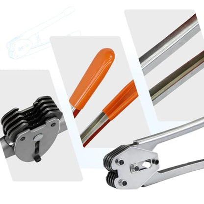 Heavy Duty Banding Strapping kit Contain 1/2" x 3200" Polyester (PET) Packaging Straps & 50 Metal Seals 20 Plastic Edge Protectors Tensioner with Cutter Sealer Tool Glove - size: PET-kit-mini