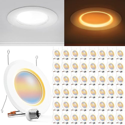 Sunco 48 Pack 6 Inch Recessed Light with Night Light, LED Can Lights Retrofit Lighting, 1000 LM, 12W, Selectable CCT 2700K/3000K/4000K/5000K/6000K, Dimmable, Damp Rated ETL - size: 48 Pack