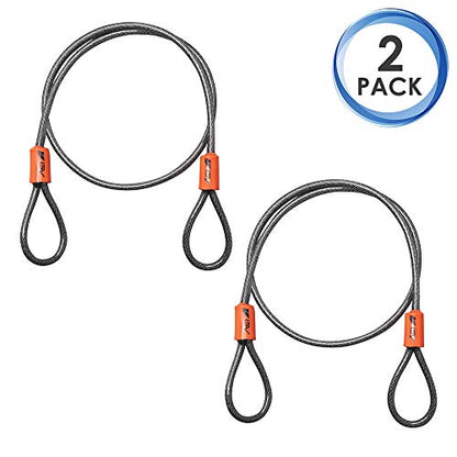 BV 2.5FT Bike Cable with Loops-5mm (3/16 Inch) Cut-Resistant Braided Steel Cable-Versatile & Weatherproof-Small Security Cable Lock, Security Chain for Padlock, Chain Lock, Wire Lock (Pair) - color: Pair, style: 2.5 FT