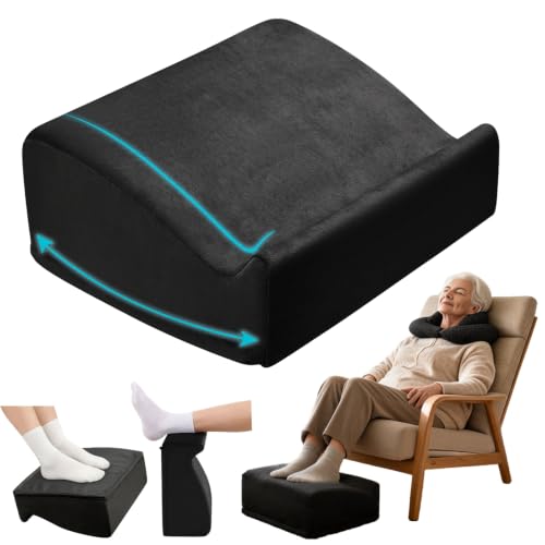 Foot Rest Under Desk with Rocking Base | Black Velvet - color: Black, size: 12.6" L x 15" W x 6.1"