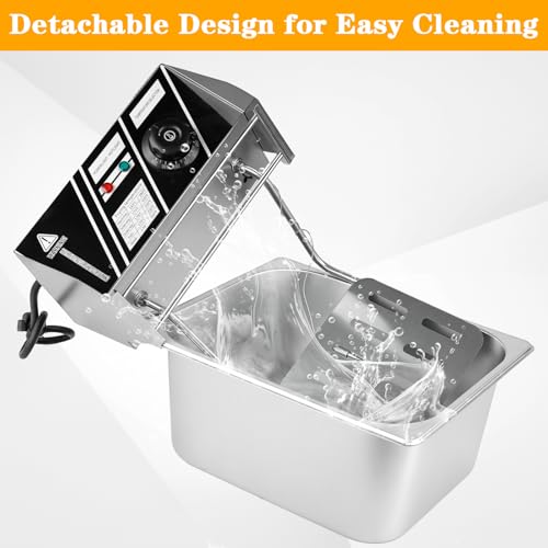 Commercial Electric Deep Fryer, 12L Dual Tank Stainless Steel Countertop Deep Fryer with 2 Baskets & Lids, 5000W Restaurant Deep Fryer with Independent Temperature Control for Restaurant Snack Bar
