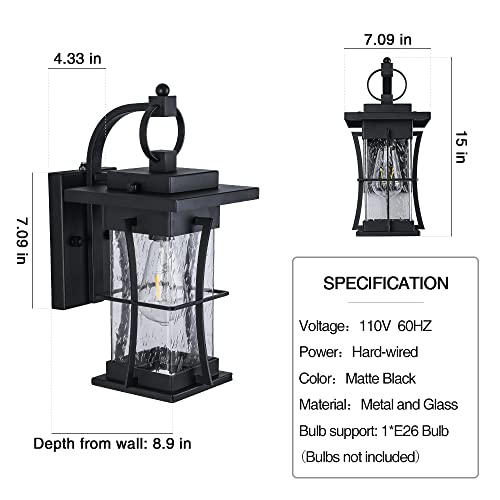 15 Inch Dusk to Dawn Outdoor Lighting Fixtures Wall Mount - size: 15'' H with Photocell, 1 PC