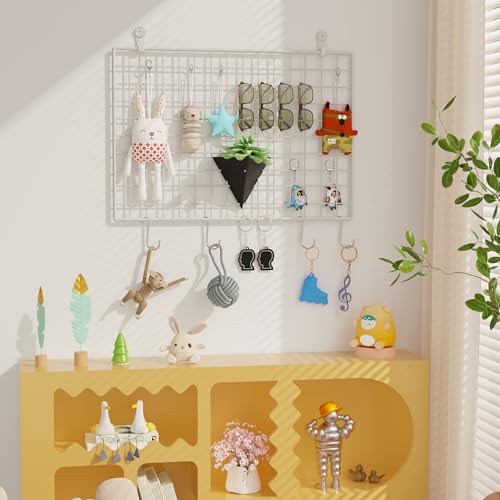 C&AHOME Photo Wall Display Set of 2, Wall Grid Panel, 17.7" x 25.6", White - color: White, size: 17.7 x 25.6 (45x65cm)