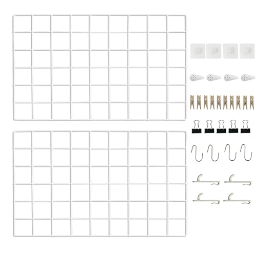 CIKLCIX Wire Wall Grid Panel Set of 2, Photo Display Board & Memo Board - color: White, size: 2 Pack