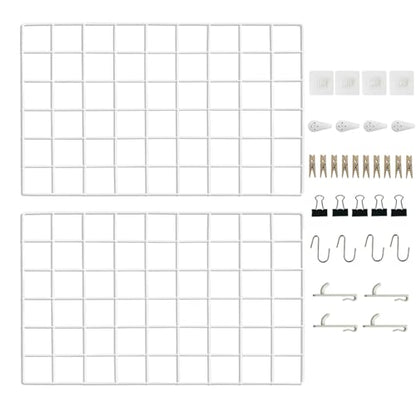 CIKLCIX Wire Wall Grid Panel Set of 2, Photo Display Board & Memo Board - color: White, size: 2 Pack