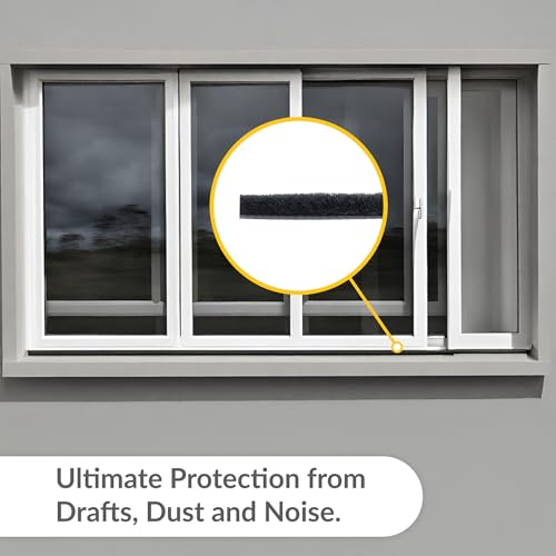 Brixwell High Density Window Pile - 100' Roll, 0.350" Pile Height, Gray, High-Density Weather Stripping for Doors & Windows, Door Seal Strip, Window Weather Seal, Weatherproof Tape - style: 0.350" (8.9mm)