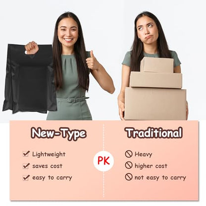 Black Poly Mailers with Handle, 12x15.5 Inch 50 Pcs - color: Black, size: 12x15.5 Inch 50 pcs