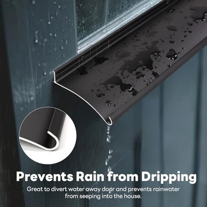 4" Extra-Wide Door Rain Drip Guard, 52" L Heavy Duty Aluminum Thickened Window Door Rain Deflector, Door Drip Cap, 0.8" Height Overhead Drip Edge (Black) - size: 52in-Black