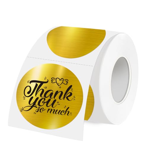 3 Inch Holographic Thermal Labels,Round Thermal Printer Labels,Waterproof Thermal Printer Stickers for DIY Logo Design,Name Tag,QR Code,Thanks Card 150 Labels/Roll (Brushed Gold) - color: Brushed Gold, size: 3 inch