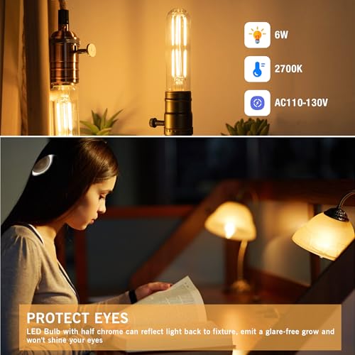 Dimmable E26 T10 LED Bulb Tube Light Bulbs 6W,2700K Solf White 600LM,6 Pack - color: Warm White 2700k, size: 5 Inch-6 Count