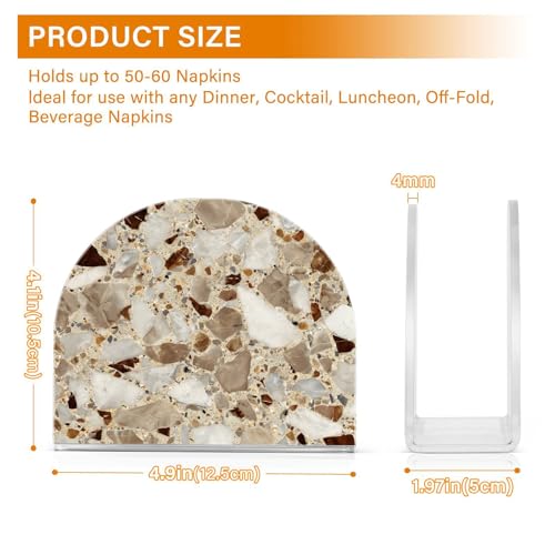 Brown Marble Print Napkin Holder for Table Acrylic Tissue Dispenser - color: Beige and brown marble print