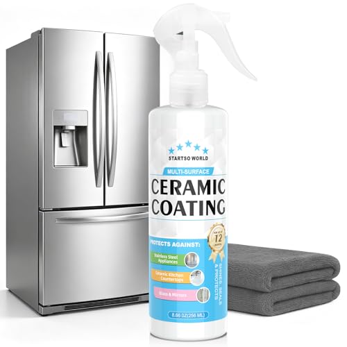 Ceramic Coating Spray – Shine, Seal & Protect Stainless Steel, Glass, Kitchen & Bath – Repels Fingerprints, Water Spots & Grime – Multi-Surface Sealant for Countertops, Sinks & More, 8.66OZ