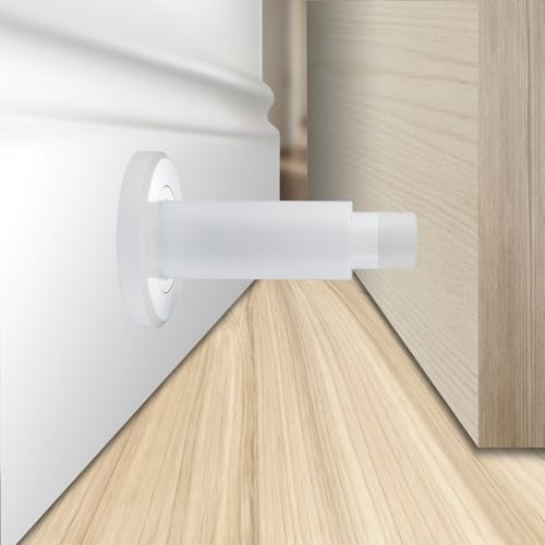 Door Stoppers - Heavy-Duty Adjustable Stoppers for Bottom, Top, and Wall of Door – Anti Break-in 304 Stainless Steel Door Stops with Rubber Buffers(White) - color: White-1PCS