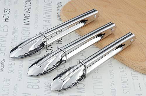 HINMAY Mini Stainless Steel Serving Tongs Small Tongs Set (7-Inch 3 Pieces) - size: 7" 7" 7"