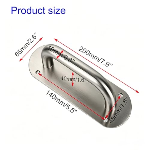 Stainless Steel Door Plate Handle, Oval, 2 Pack, 7.9" x 2.6"