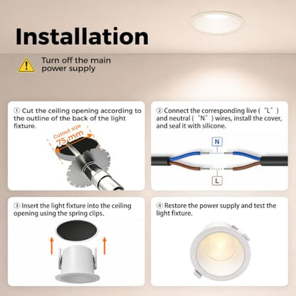 6 Pack 3 Inch Anti-Glare LED Recessed Ceiling Light, 5CCT, Dimmable, CRI90+