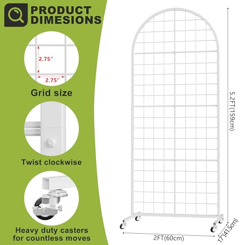 VGMiu Grid Wall Panel 2' x 5.2' FT Metal Grid Display Stand 1PCS White - color: White, size: 5.2 ft