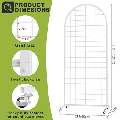VGMiu Grid Wall Panel 2' x 5.2' FT Metal Grid Display Stand 1PCS White - color: White, size: 5.2 ft