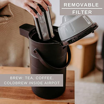 Airpot Coffee Dispenser with Pump - 85 oz Stainless Steel Carafe - color: Black