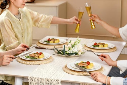 Bone China Dinnerware Set for 4, 12 Pcs Plates and Bowls, Pure White - color: Ivory