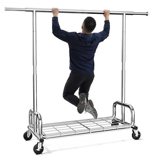 HOKEEPER Clothing Racks Heavy Duty Clothes Rack Adjustable Garment Rack - color: Chrome
