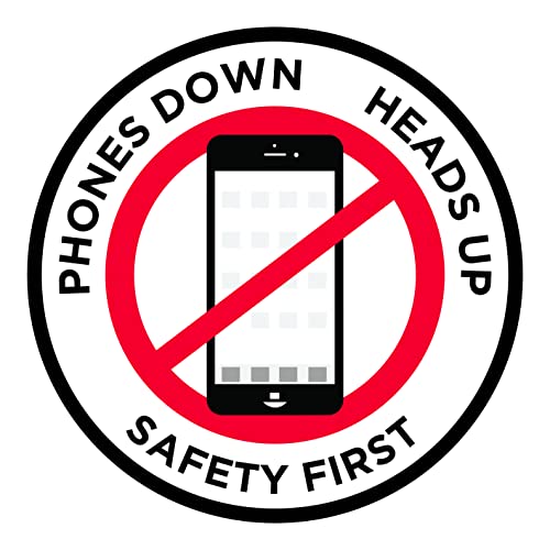 "Phones Down Heads Up" Safety Sign - Laminated Adhesive Floor Signs by Graphical Warehouse (17) - size: 17