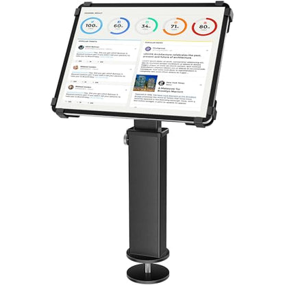 AboveTEK iPad Desk Grommet Mount, Adjustable Tablet Desk Mount with 360° Rotation & 180° Tilt, Fits 9.7"-13" Tablets, Anti-Theft iPad Stand, Heavy-Duty Aluminum Tablet Stand, Perfect for Work - color: Black