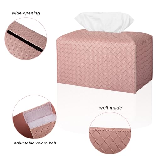 Tissue Box Cover Rectangle Leather Facial Paper Holder, Pink - color: Pink, size: rectangle