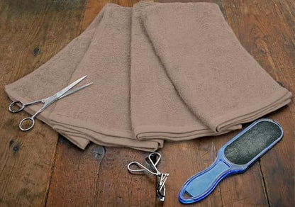 Salon Towels – Pack of 24 (16"x27") 100% Cotton Ring Spun (Not Bleach Proof) Ultra Soft, Highly Absorbent Hand Towels – Bulk for Spa, Gym & Salon (Taupe) - color: Taupe