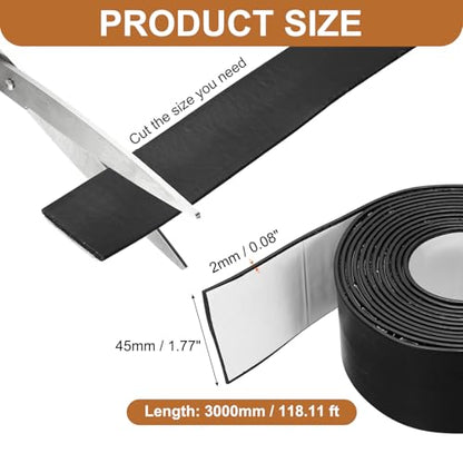 Smoke Fire Seal Strip 9.8Ft 45mm/1.77" Wx 2mm/0.08" T Black - color: Black, size: 9.8FT x 45mm / 1.77" W x 2mm / 0.08" T