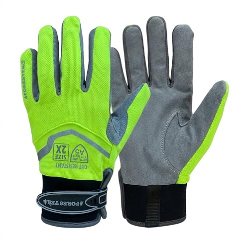 FORESTER Cut Resistant Work Gloves | Cut Level 5 Gloves for Arborists, Construction & Mechanics | ANSI Puncture 3 - size: X-Large, style: Velcro