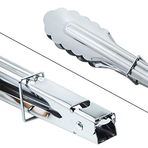 HINMAY Stainless Steel Serving Tongs Grilling Tongs for Cooking Camping Barbecue (12-Inch 3 Pieces) - size: 12" 12" 12"