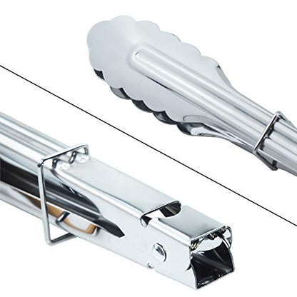 HINMAY 3PCS Stainless Steel Kitchen Tongs 7/9/12 Inch Cooking Tongs Set - size: 7" 9" 12"
