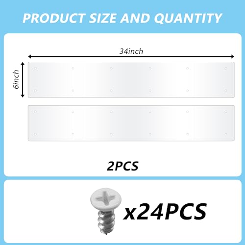 2pcs 34×6Inch Aluminum Door Kick Plates for Exterior Doors – Decorative Protection to Prevent Damage from Kicking – Stylish and Durable Door Kick Plate(White) - color: 34"x6"-2pack-White