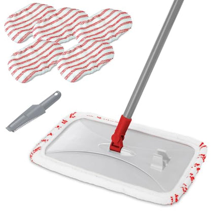 Masthome Extra Large Microfiber Flat Mop,Dust Mop with Cleaning Scraper - color: Red Extra Large