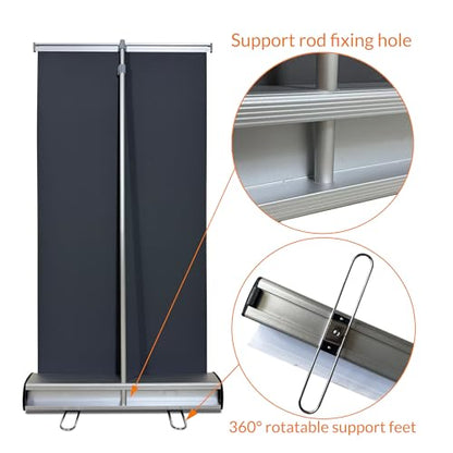 Retractable Banner Stand 24" W x 60" H – Heavy Duty Roll Up Banner Display with Padded Carrying Bag for Trade Show, Exhibition, Business Advertising (Stand Only) - size: 60" Height