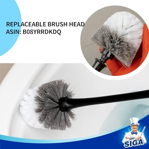 MR.SIGA Toilet Plunger and Brush with Holder for Toilet Cleaning, Black - color: Black