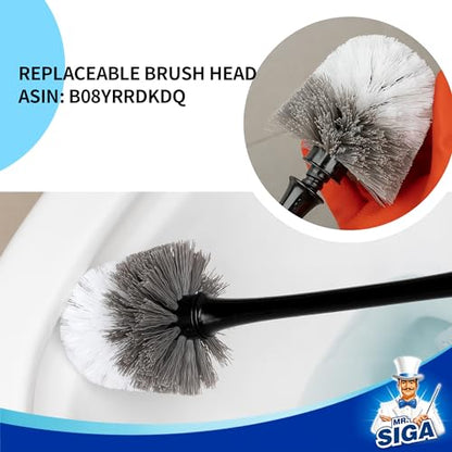 MR.SIGA Toilet Plunger and Brush with Holder for Toilet Cleaning, Black - color: Black