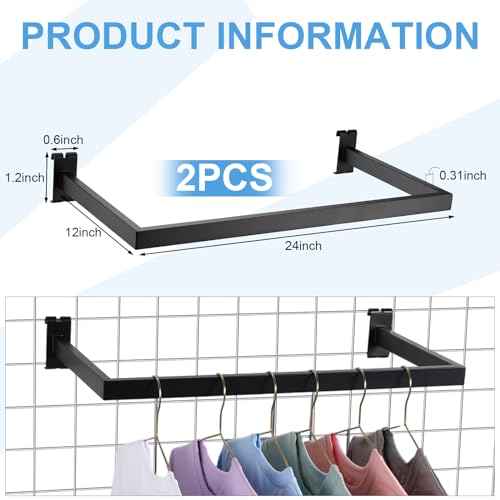 Yaocom 2 Pcs U Shaped Handrail for Gridwall, 24 Inch Metal Bracket, Black