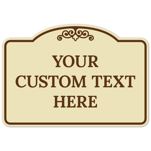 Custom Decorative Sign, Personalized Metal Sign for Business, Driveway, Home, Office Door Plaque, Brown Border Sign, 7x10 Inches, ACM, Made in USA by Sigo Signs - color: Brown Border, size: 10x7