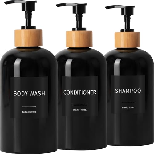 Shampoo and Conditioner Dispenser for Bathroom, Shower Soap Bottles Black - color: Black