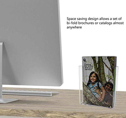 Hanging Bifold Holder with Hardware for 6.5" Printed Literature and Materials Space Saving Wall Display Booklet Take One Organizer Clear Acrylic by Marketing Holders