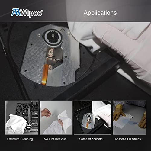 AAwipes Cleanroom Microfiber Wipes 4"x4" Knitted Superfine (400 Counts/Bag, 180gsm, Polyester-Polyamide, #MF18004) High-End Lint Free Cloths for Fiber Optics, Laser Sealed Edge, Class 100 Cloths - size: 4"X4" 400 Wipes