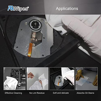 AAwipes Cleanroom Microfiber Wipes 4"x4" Knitted Superfine (400 Counts/Bag, 180gsm, Polyester-Polyamide, #MF18004) High-End Lint Free Cloths for Fiber Optics, Laser Sealed Edge, Class 100 Cloths - size: 4"X4" 400 Wipes