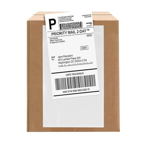 2000 Count 5.5" x 10" Shipping Label Envelopes, Clear Packing List Pouches with Self-Adhesive Back, Top Loading for Shipping Labels Sleeves, for Packing Slips, Labels Invoices & Paperwork. GPI - size: 5.5" X 10"