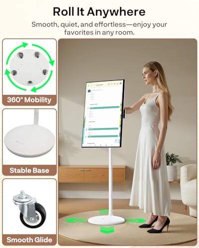 SYLVOX 27" Smart Rolling Display with Stand, Built-in 4-5H Battery - size: 27''