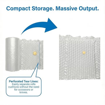 Air Cushion Machine Film Small Bubble Pillow Packaging Padding Roll | 984ft x 16" x 12” | 0.8" Super Small Bubble size