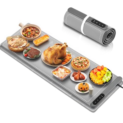 Try Silicone Food Warming Mat - 40 x 15 Inch Extra Large with Heat-Resistant Mat, 500W Graphene, 6 Temp & 6H Timer, Rollable Electric Heating Mat - size: Large Size:40" X 15"