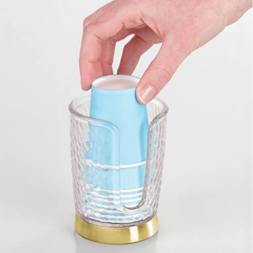 mDesign Plastic/Steel Compact Small Disposable Paper Cup Dispenser Storage Holder for Rinsing Cups on Bathroom Vanity Countertops - Rain Collection - Clear/Soft Brass - color: Clear/Soft Brass